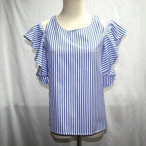 SoCapri Silk/Cotton Stripe Cold Shoulder Top Size 40 (4)